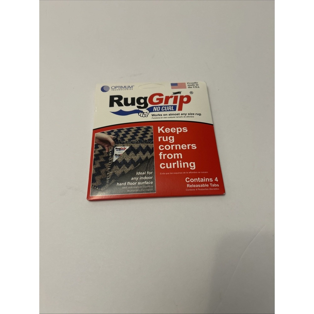 Optimum Technologies Rug Grip No Curl Corner Tabs for Area Rugs - 4 Pack